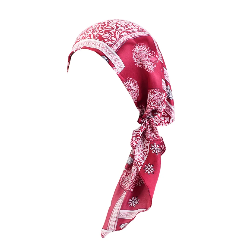 Women Printed Pre-tie Turban Headscarf Elastic Muslim Female Stretch Bandanas Islamic Hijab Cancer Chemo Caps Headwear Turbante