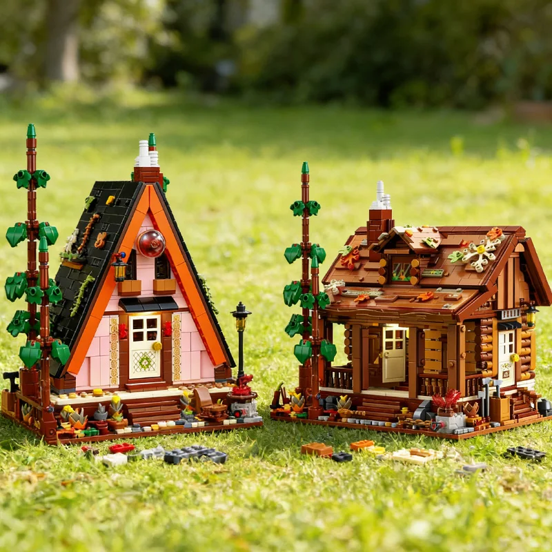 

Forest Wooden House Building Blocks Toy Tree Cabin Display Bricks Assembly Brick Toy Set Children's Gift
