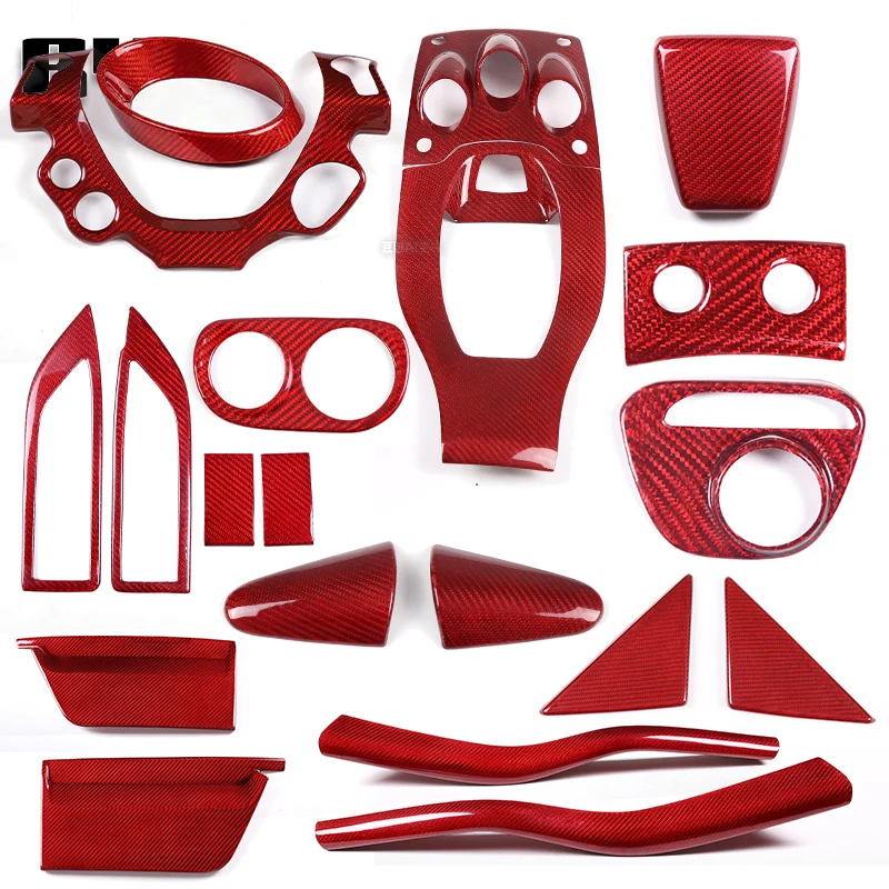 

For Ferrari 458 2011-2016 Red Real Carbon Fiber Car Gear Shift Window Control Panel Steering wheel Sticker Auto Accessories