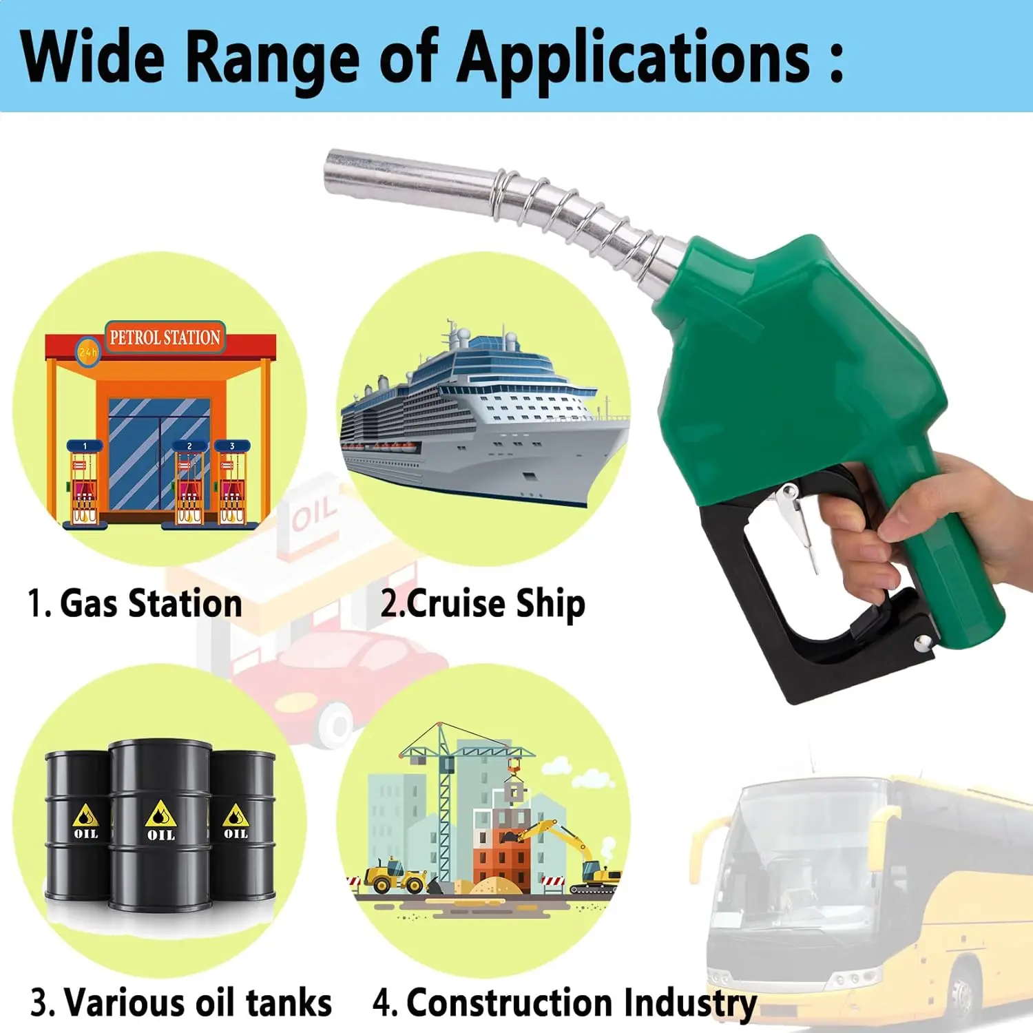 Gasoline/diesel Refueling Gun Pistol Refueling Machine Auto Shut Off Fuel with Rotary Joint Refueling Nozzle for Gas Station