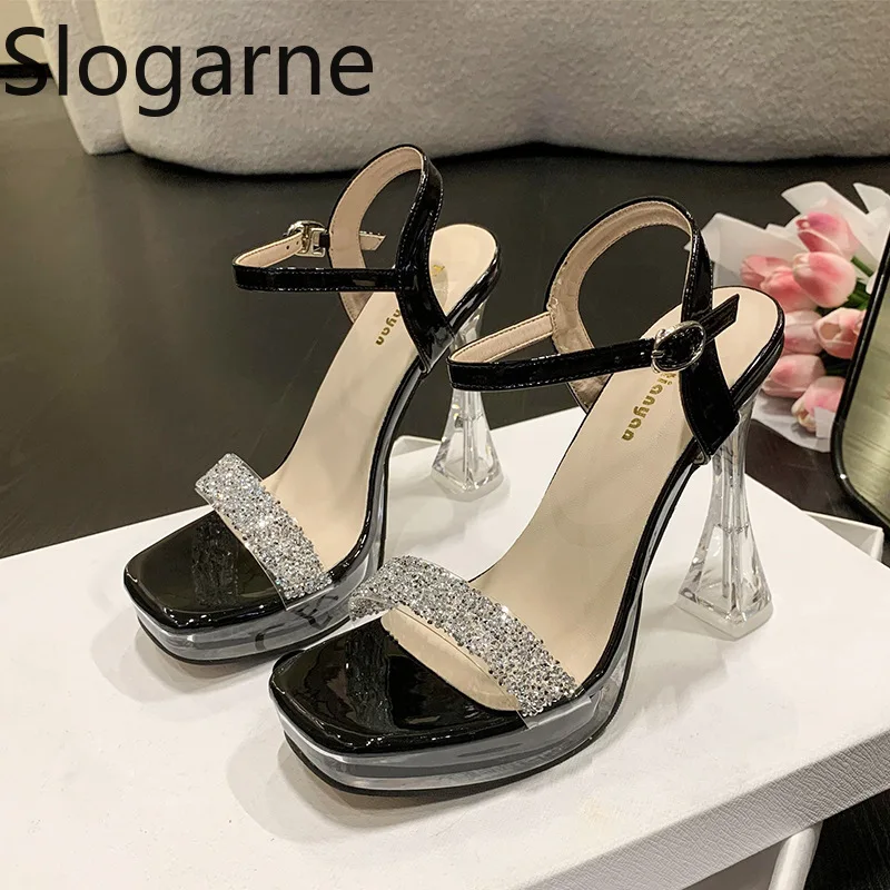 

2026 New Summer Sandals Women Crystal High Heel Sandals Pumps Girls Rhinestone Platform Summer Shoes Elegant Gladiator Slides