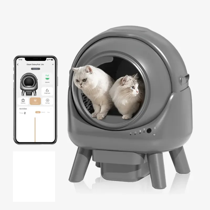 

Auto-Clean Cat Litter Box Smart Edition Roller Style with WiFi App Control Anti-Stuck Mechanism Quiet Operation for Indoor Cats