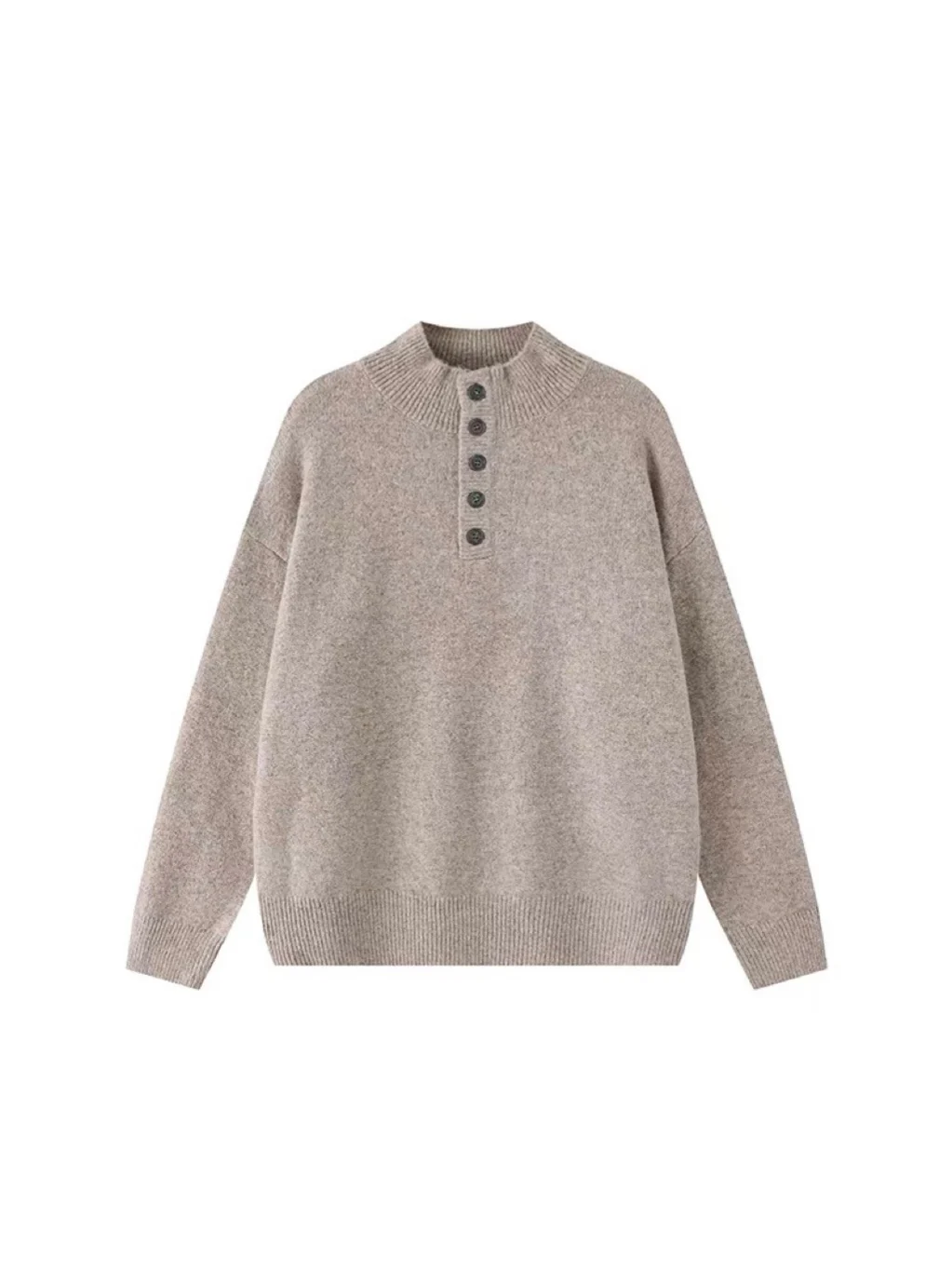 

Ретро-свитер в американском стиле с воротником Хенли, осенне-зимний, свободный, универсальный, вязаный, модный, брендовый, удобный крой