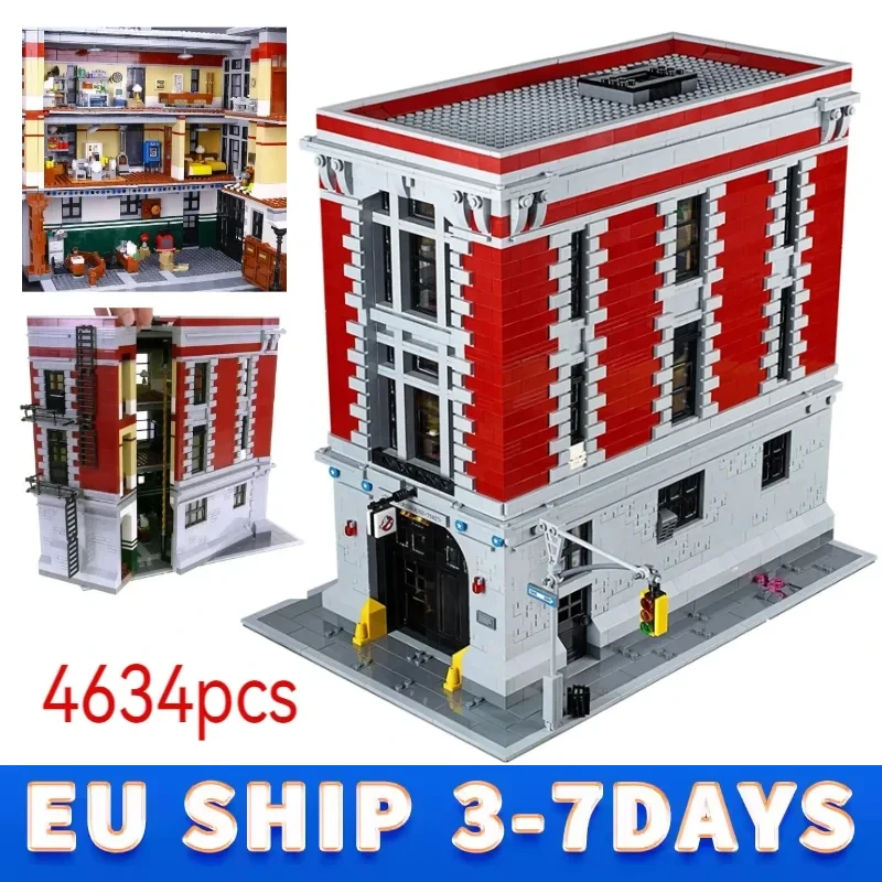 Ensemble de blocs de construction de modèle de caserne de pompiers, 4634 pièces, jouets en briques d'architecture de vue sur la rue, jouets pour adultes et enfants, cadeau d'anniversaire et de festival