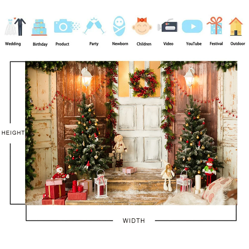 Bonvvie Christmas Photography Background Christmas Tree Fireplace Family Party Home Decor Baby Portrait Photo Studio Backdrop