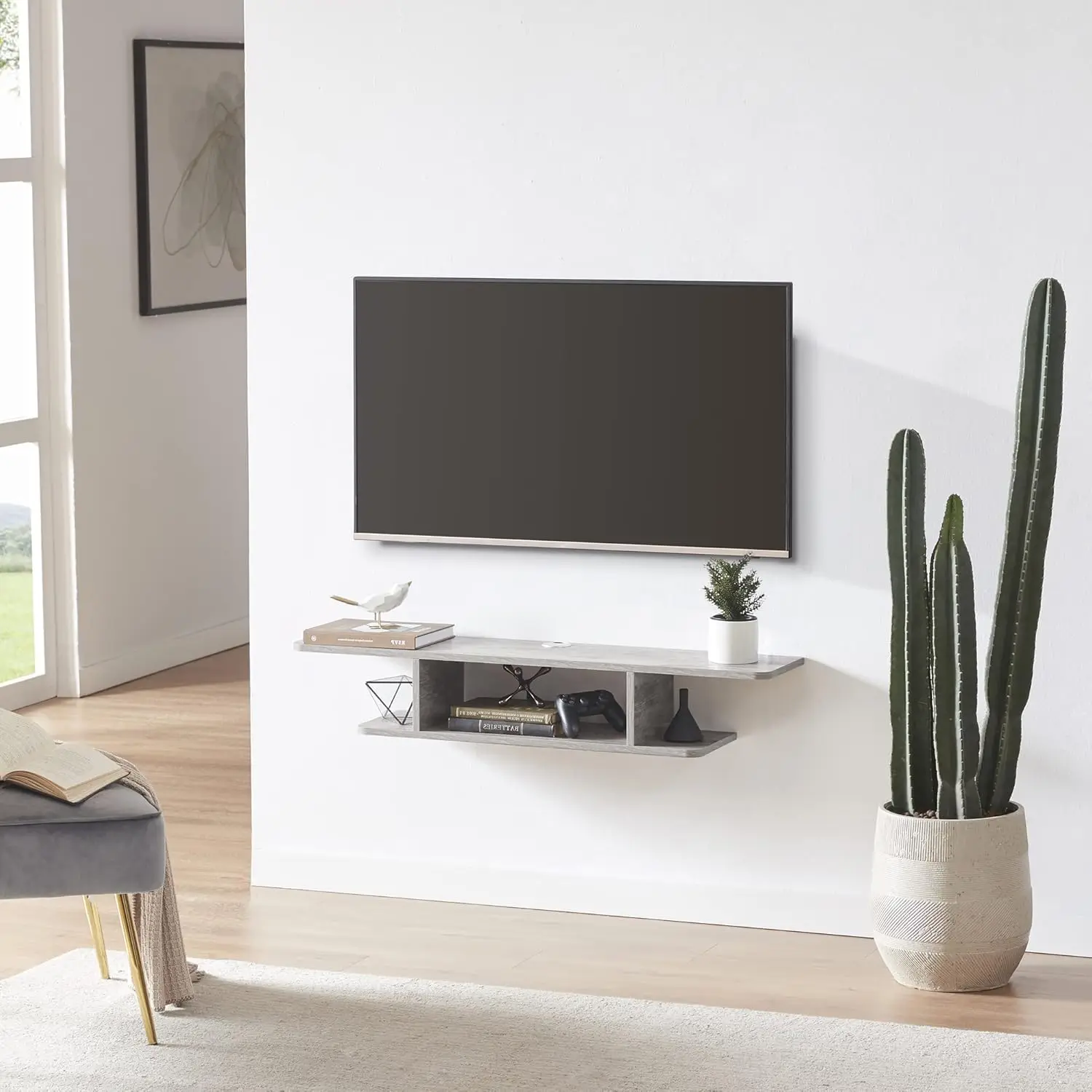 

Floating Tv Stand, Wall Mounted Entertainment Center And Cabinet Shelf, Tv Console With Storage, Media Console For Dvd Player,