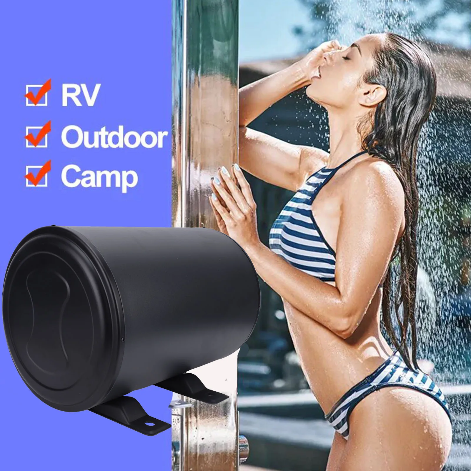 Instant Water Heater Tankless 10L Portable Hot Water Heater Instant Camping Water Heater for Outdoors Shower RV Shower White view 2