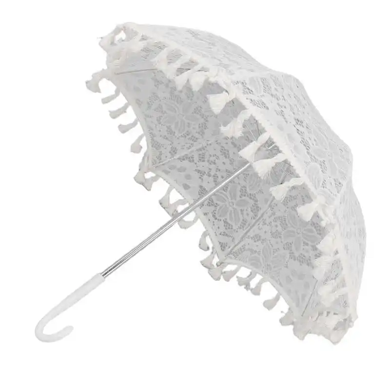 White Lace Umbrella Vintage Wedding Bridal Lace Parasol Children\'s Photo Costume Lace Umbrella for Photography Props hot