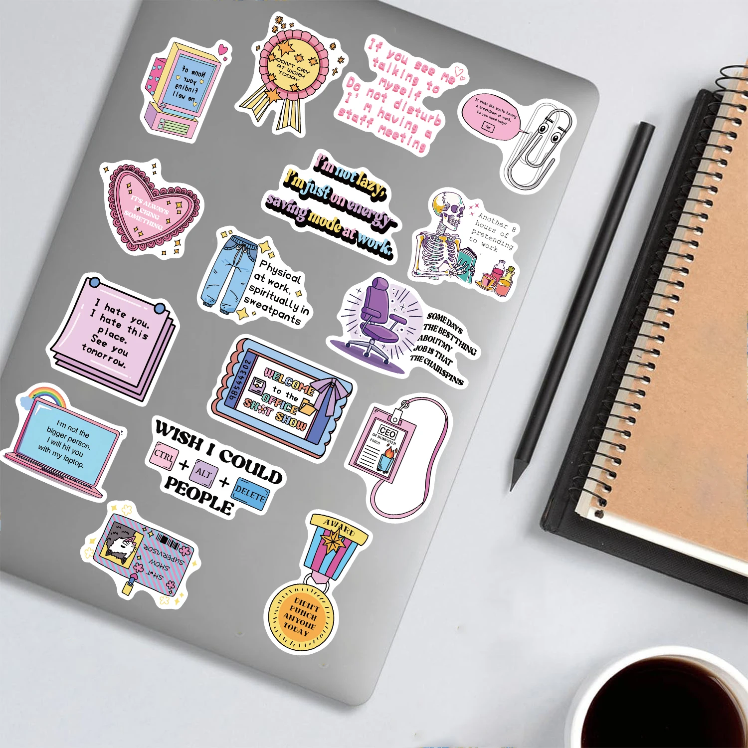 50pcs/Pack Cute Snarky Meme Print Sticker Creative Notebook Waterproof DIY Waterproof Stationery Scrapbook Phone Decals Stickers