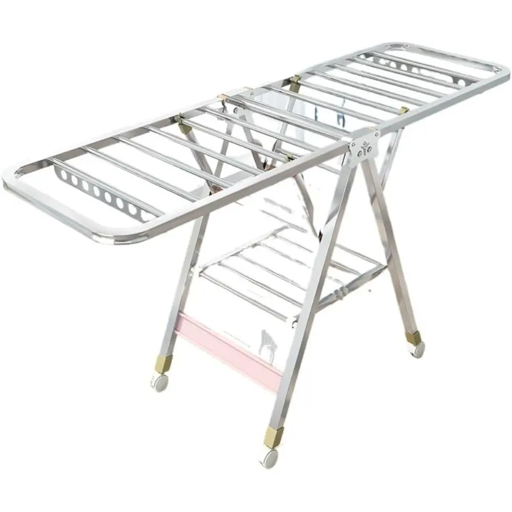

Adjustable Stainless Steel Clothes Rack - Folding Drying Hanger for Bedroom, Balcony & Baby Items (1.7 Meters)