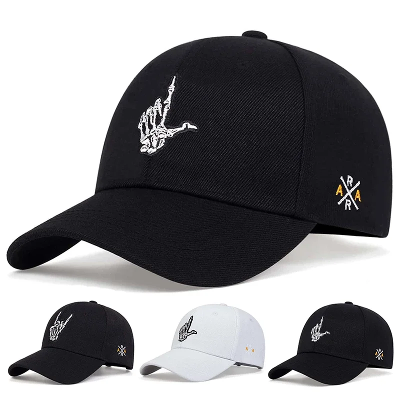 Unisex Skeleton Fingers Embroidery Baseball Caps Spring Autumn Outdoor Adjustable Casual Hats Sunscreen Hat Sports Cap
