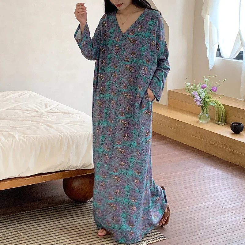 Female Long Nightgown Chemise Sleepwear Sexy Half Sleeve Nightdress Intimate Lingerie Spring Summer Viscose Home Wear Loungewear
