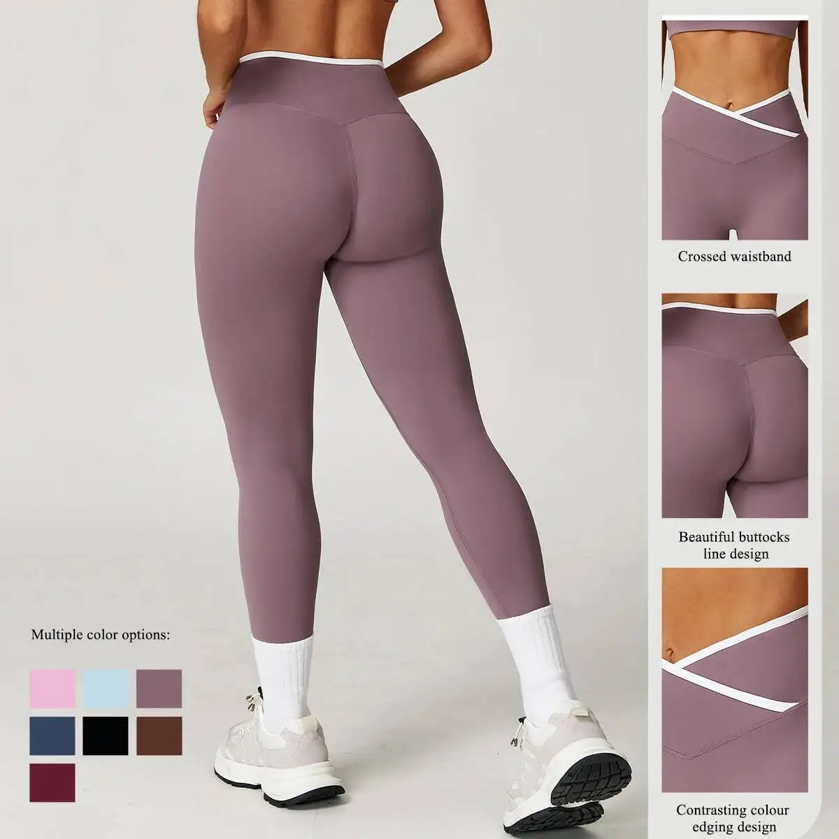 

Cross Front High Waist Sports Leggings Women S Running Fiess Pants Butt Lifting Push Up Pilates Workout Yoga Tights