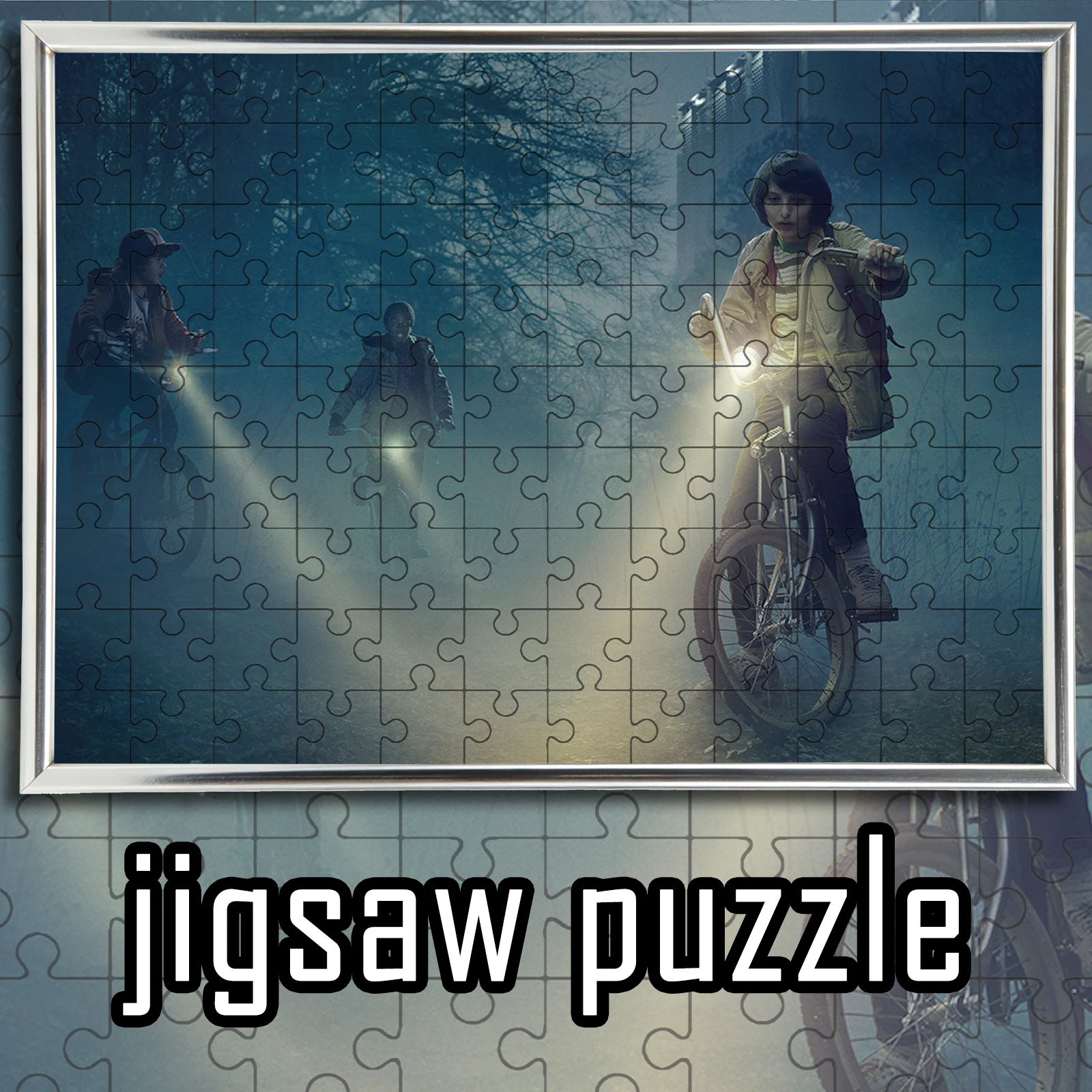

Stranger Things Night Bike Crew Wooden Puzzle Multi-Size TV Show Collection Decor Gift for Teens Adults