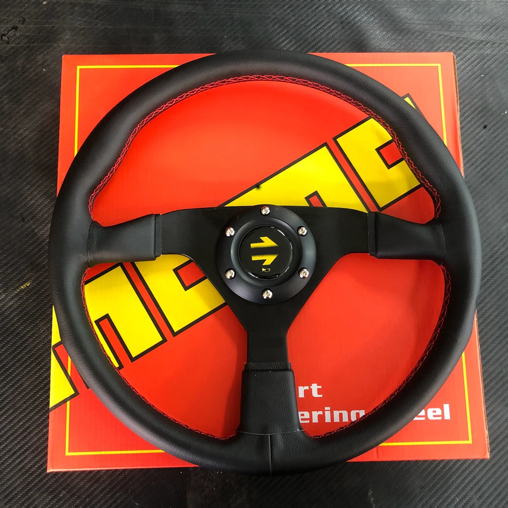 

350MM Racing JDM Drift MontexxCarlo Leather Steering Wheel Rally Car Sport Steering Wheel JDM Racing Sim Game Steering Wheel