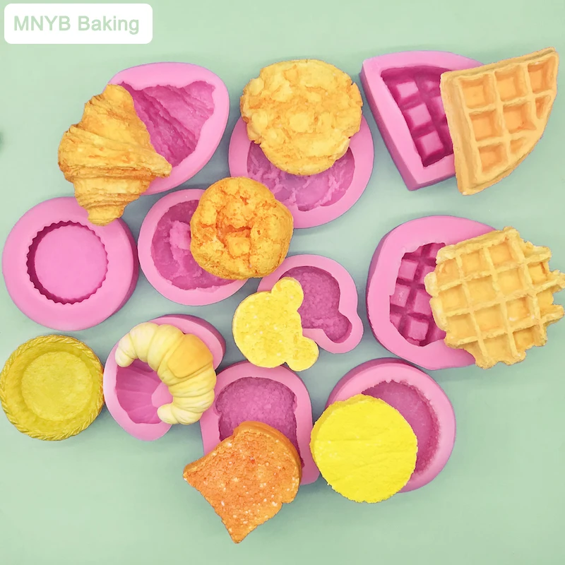 Kinds Croissant Cake Embryo Waffle Style Silicone Mold Oven Steam Ice Available Food Making Hand-Soap DIY Candle Art Mould