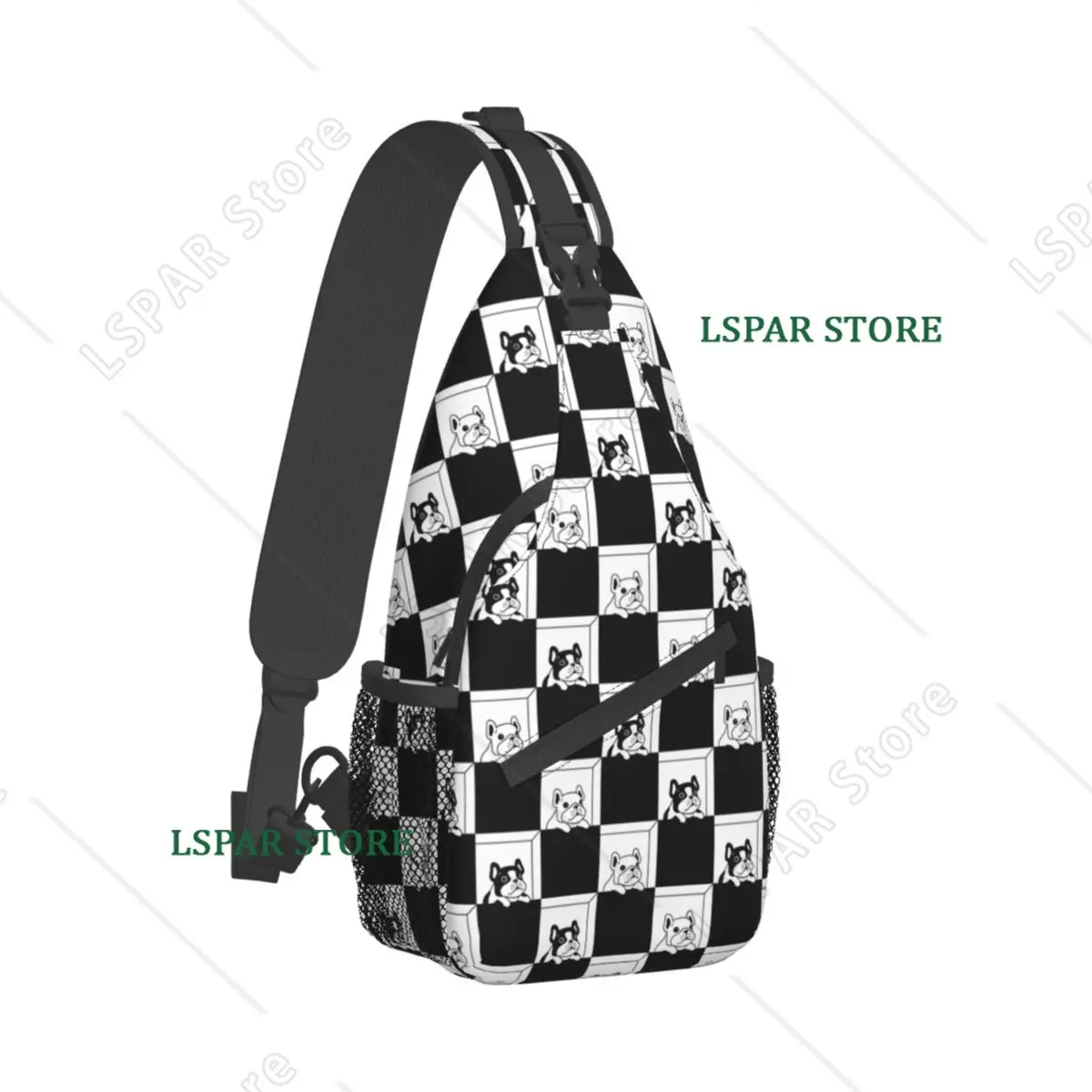 Dog French Bulldog Pet Puppy Crossbody Sling Bags Cool Chest Bag Shoulder Backpack Daypack for Hiking Travel Cycling Pack