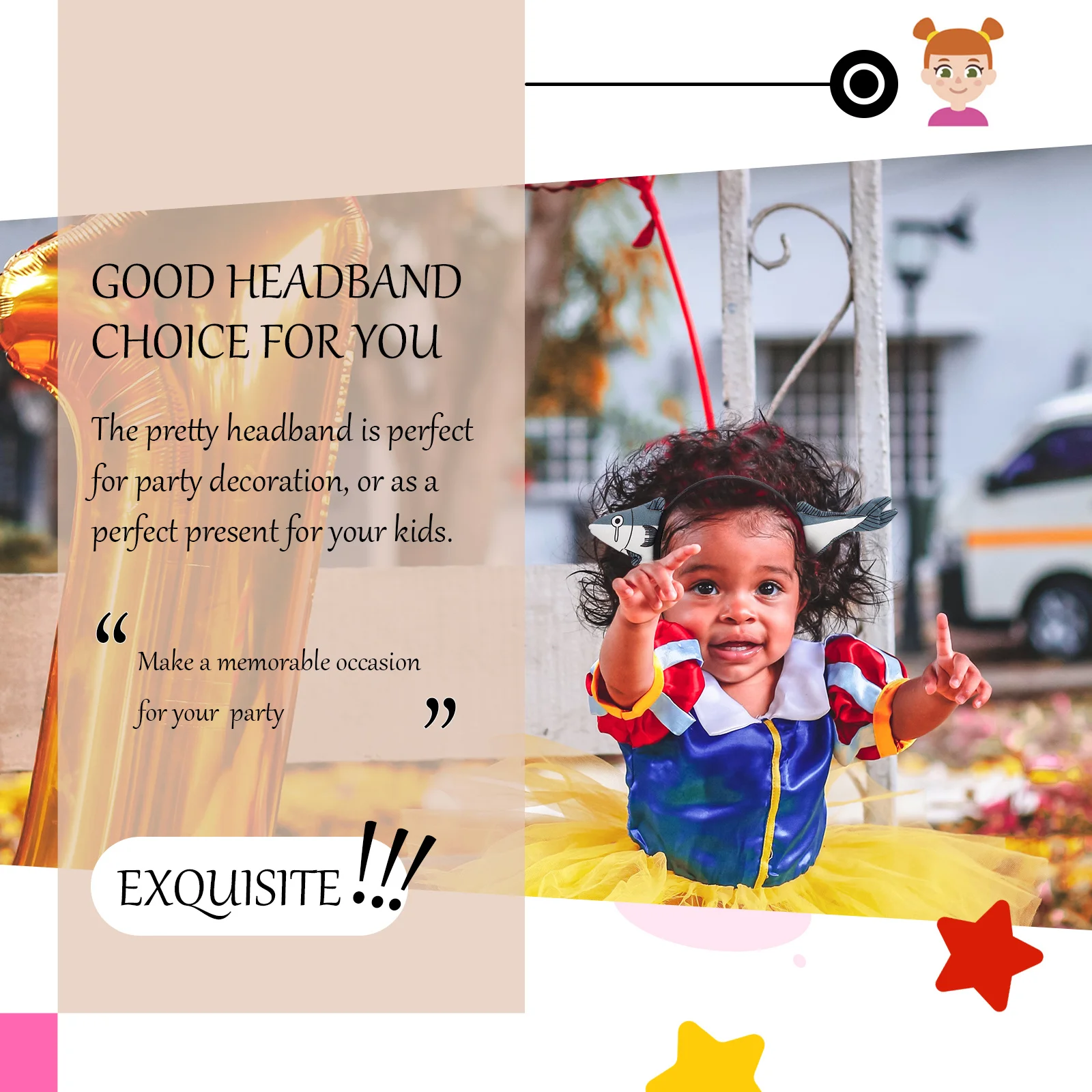 

2Pcs Interesting Cosplay Headbands Safe Comfortable Material Kids Holiday Gift for Festivals Party Hair Hoops Funny Hair Hoops