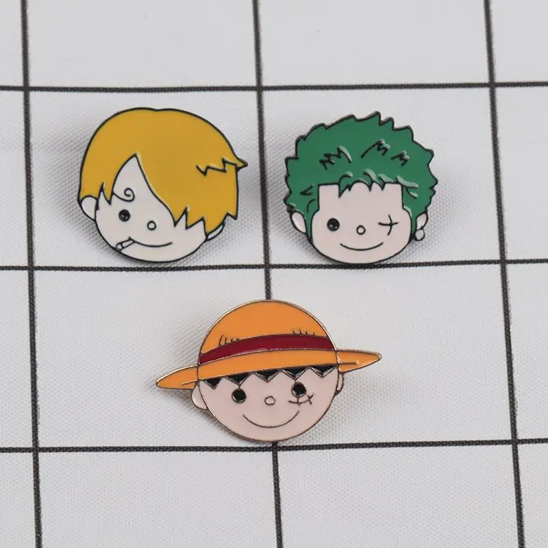 One Piece Animation Peripheral Toys Character Been-eyes Version Metal Brooch Badge Decorations Anime Action Figures Collection