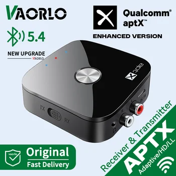 AptX-Adaptive/HD/LL Bluetooth 5.4 오디오 송신기 수신기 자동차 TV PC 용 마이크가있는 3.5MM AUX 스테레오 RCA 음악 무선 어댑터