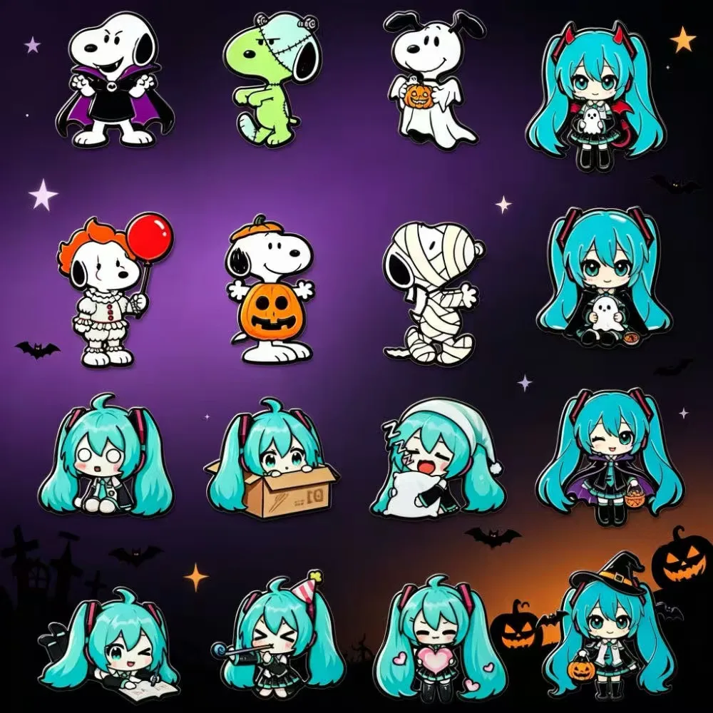 16pcs Set Music Singer Enamel Pins Cute Cartoon Girl Cartoon Dog  Badge Halloween Decorations Cosplay Anime Brooches for Clothes