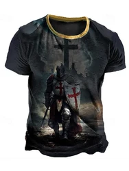 Men's T Shirt Knights Templar O Neck Clothing 3D Print Outdoor Daily Short Sleeve Print Vintage Fashion Men's Casual T-shirt