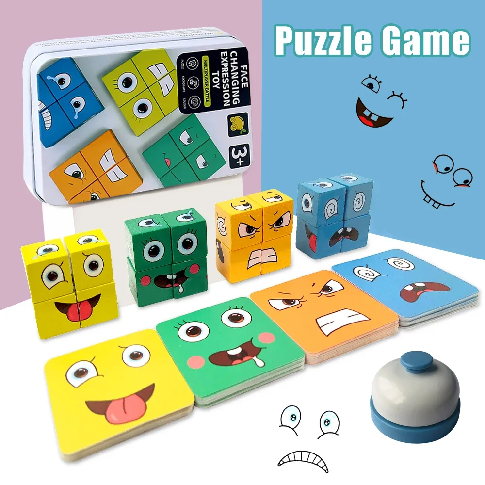 Kids Face Change Cube Game Montessori Expressie Puzzel Bouwstenen Speelgoed Vroeg Leren Educatief Match Speelgoed Voor Kinderen