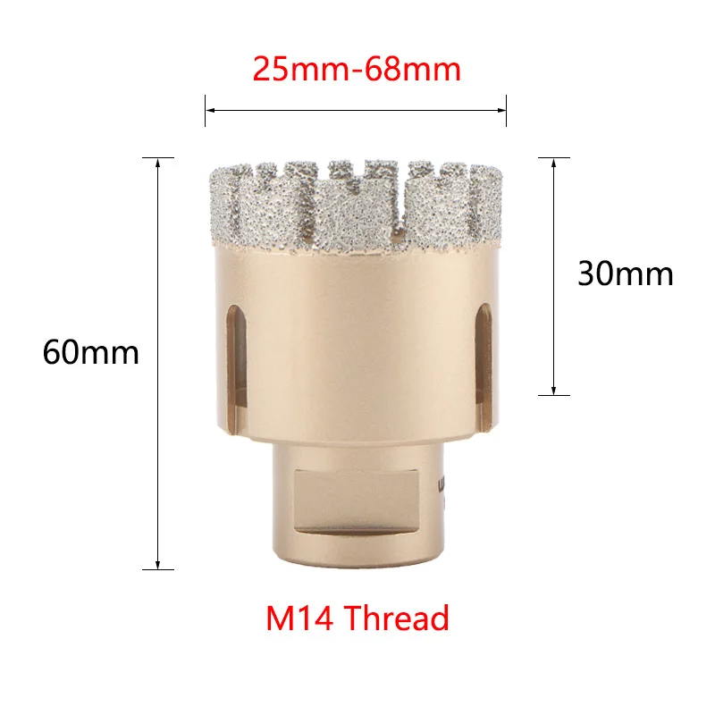 Brazed Dry Drill Bit M14 Thread Brazed Diamond Core Drilling Bit Hole Saw Ceramic Tile Granite Marble Hole Opener Tools SDCHNESC