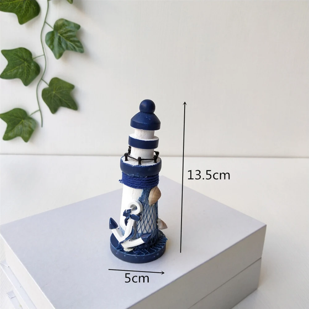 Wooden Lighthouse Ornament Desktop Decor Decoration Handmade Wooden Living Rooms Nurseries Bathrooms Beach-themed