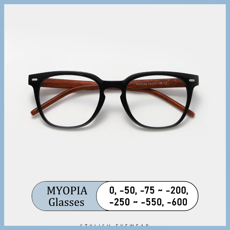 

Brand Design Japanese-style Square Rivets Frame Myopia Glasses Prescription Photochromic Anti Blue Ray Women Nearsight Eyewear