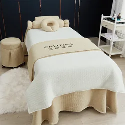 High-End Beauty Bedspread Four-Piece Set Skin-Friendly Knitted Cotton Light Luxury Beauty Salon Bedspread