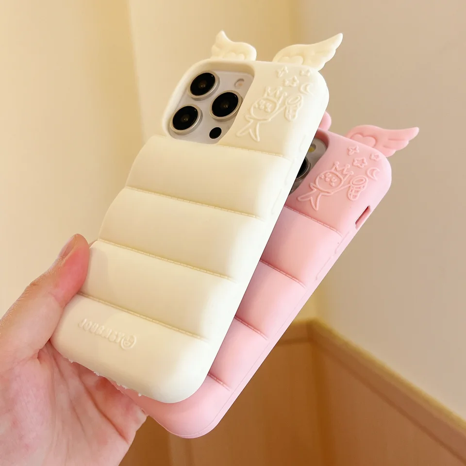 3Dキュートな漫画風エンジェルウィングソフトシリコン製スマホケース