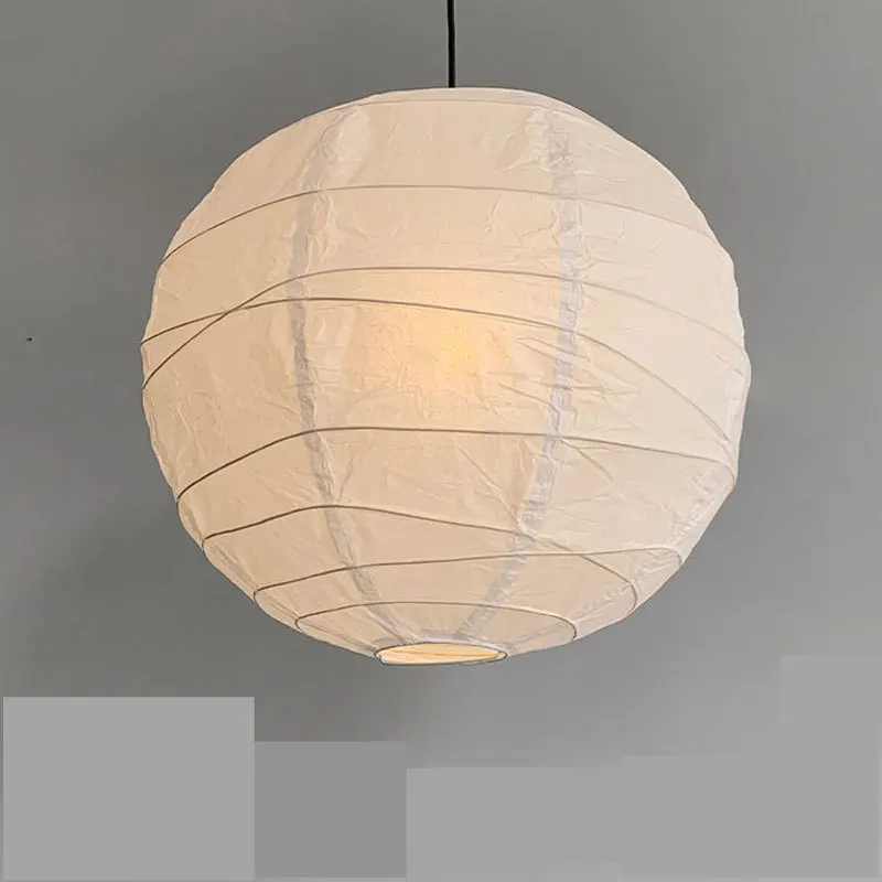 Designerska lampa wisząca z długimi lampami Akari Noguchi Yong LED E27 okrągła kula Wabi-sabi do sofy do salonu sypialni stołowej