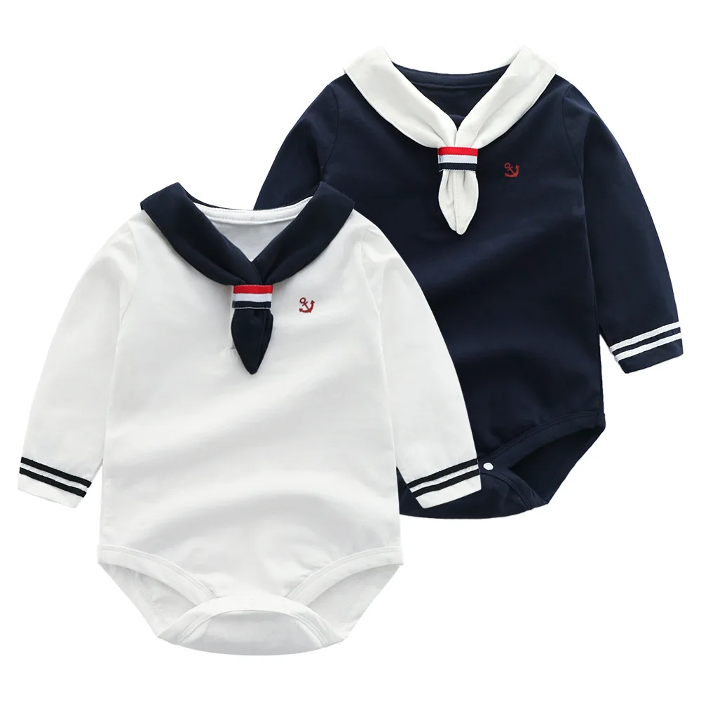 2022 New 2/3PCS/Lot Sailor Style Baby Bodysuits Soft Cotton Baby Boys Clothes Bow-knot Girls Clothing Newborn Roupas de Bebe