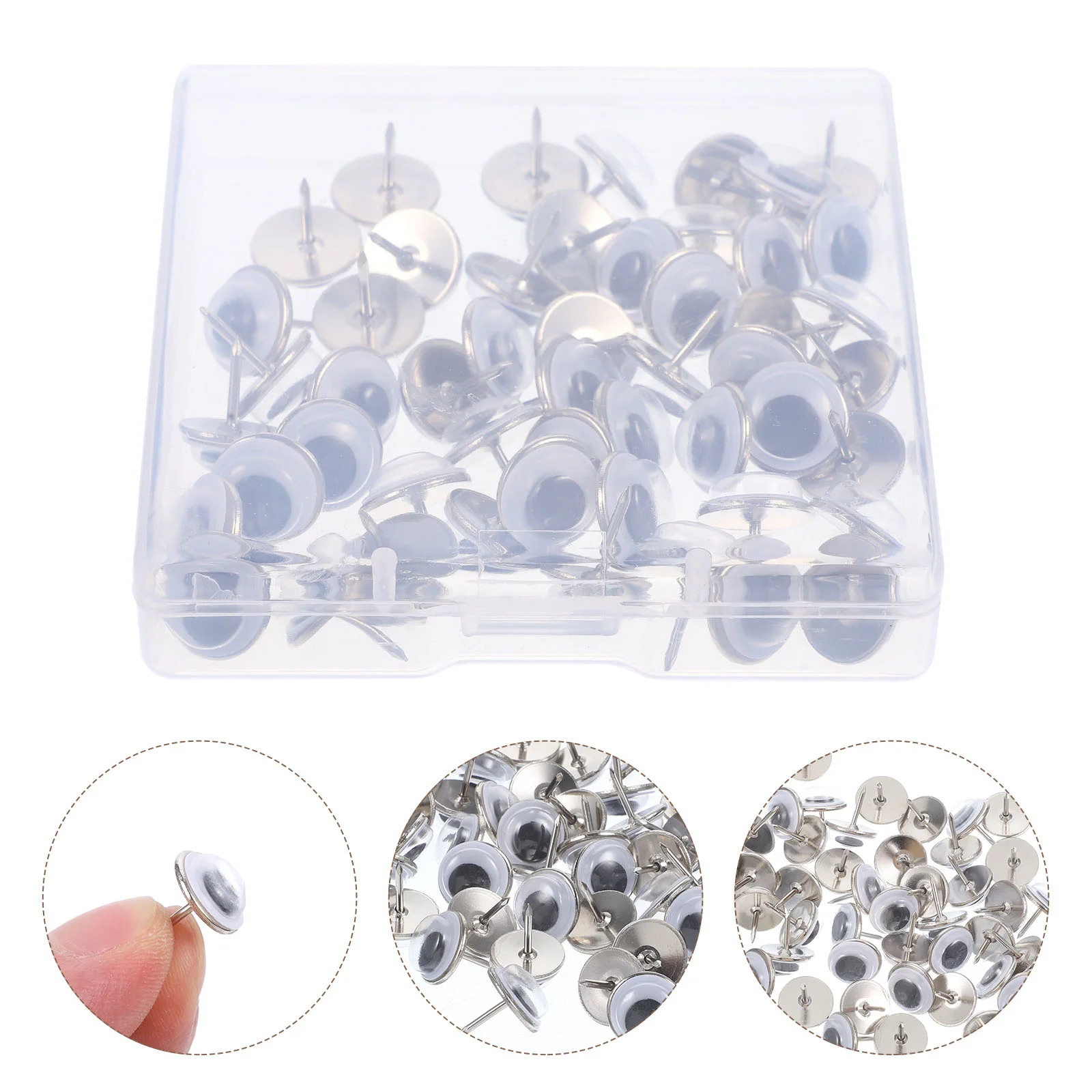 

50pcs Eye Shaped Pushpins Bright Color Office Decor Thumb Tacks Map Marking Craft Household Multi Function Poster