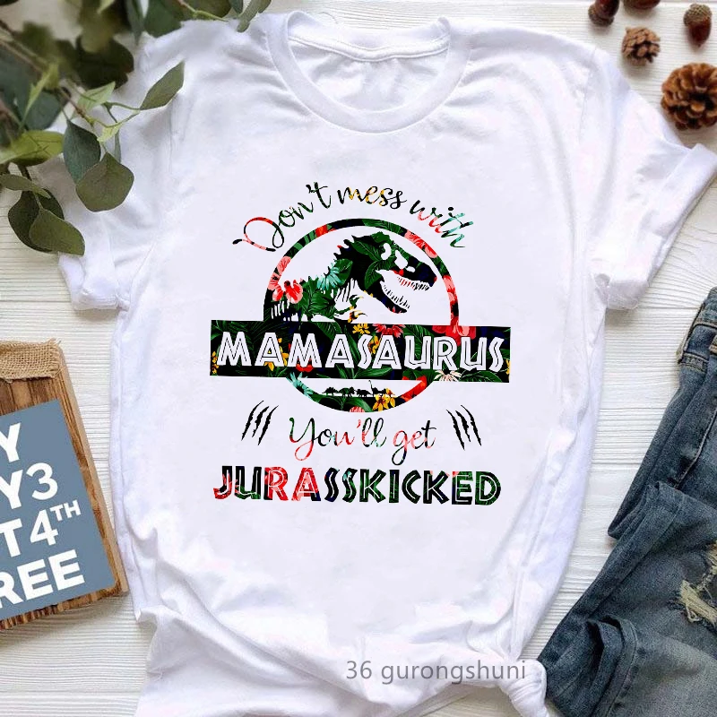 Camiseta engraçado do dinossauro jurássico do presente do dia das mães do sexo feminino t