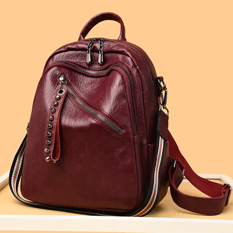 Hot Fashion Women Leather Backpack Large Capacity Female Shoulder Bag Ladies Casual School Travel Bag for Teenage Girls Mochilas