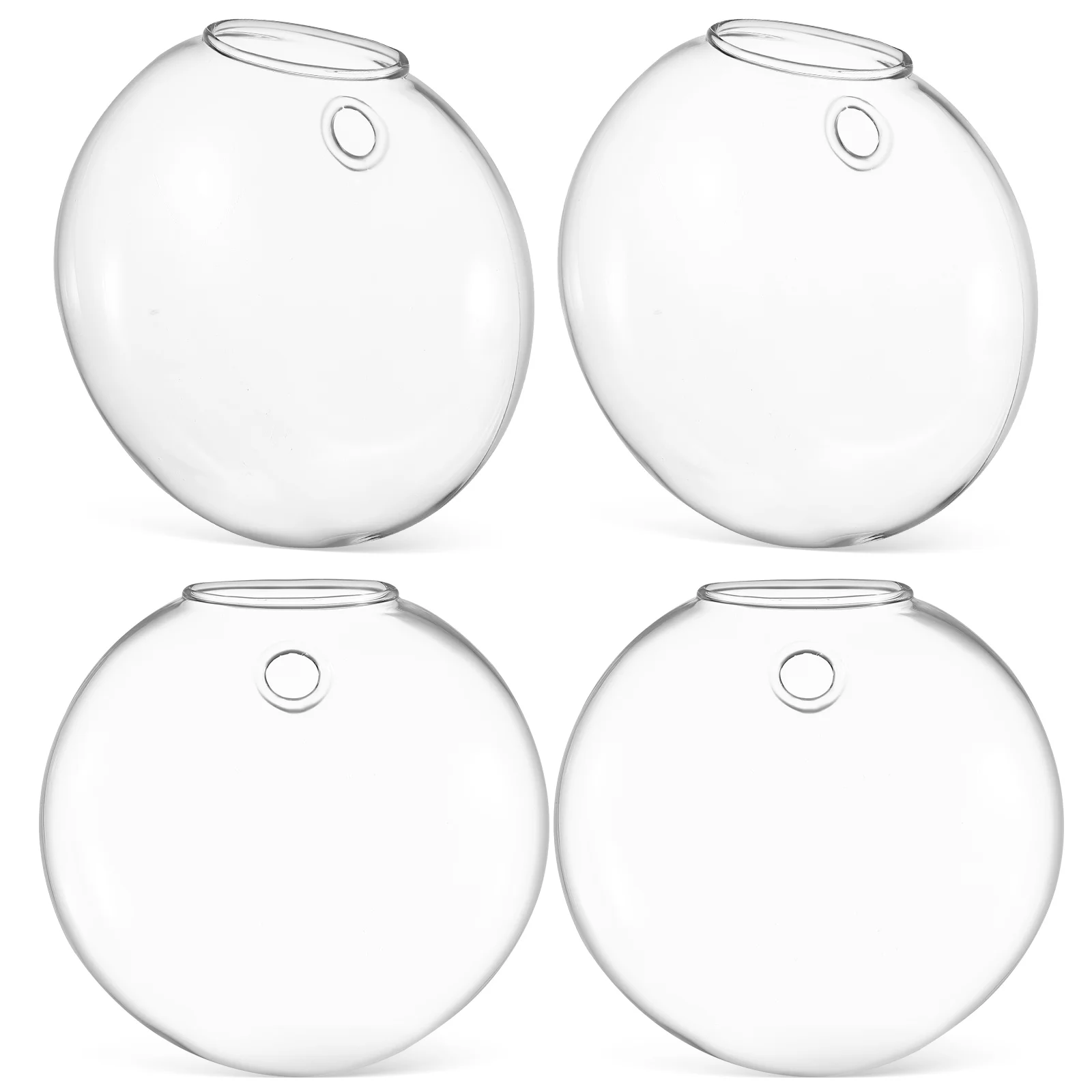 

4pcs Clear Glass Wall Vases Hanging Terrariums Self Watering Hydroponic Planter for Home Office Decor Round Crystal Vase