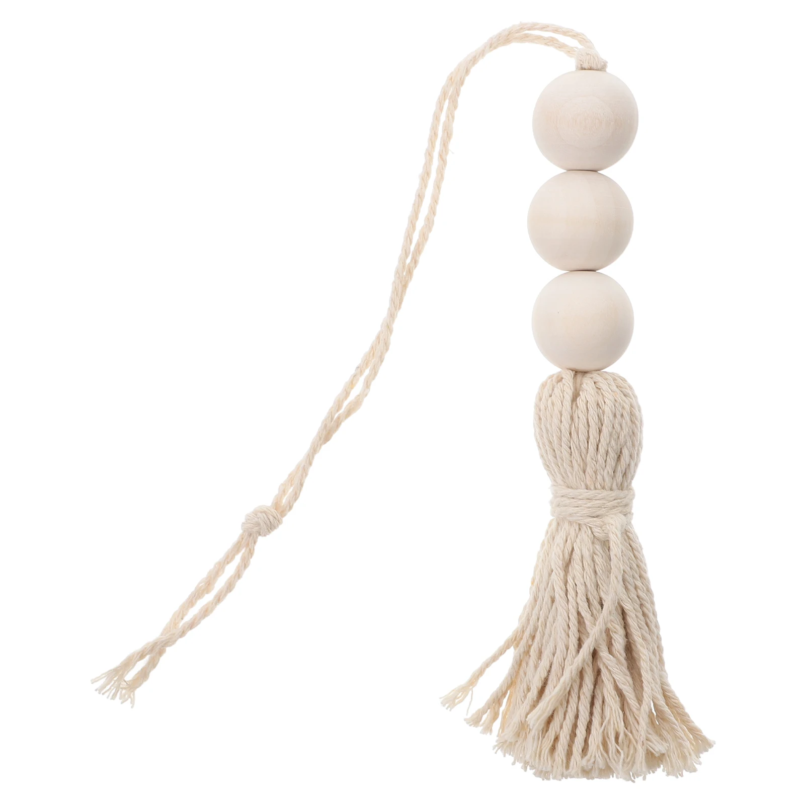 

1pcs Rustic Wooden Bead Cotton Tassels Farmhouse Door Beads Decorative Garland Boho Wall Hanging Home Shelf Decor Wood Beaded