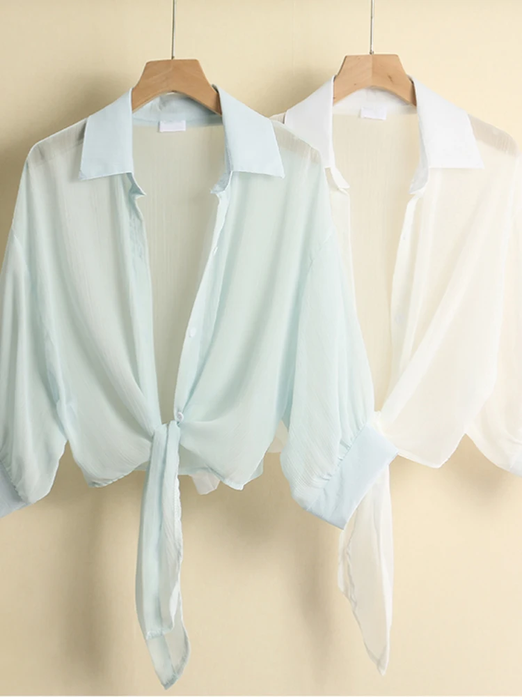 Sonnenschutz Chiffon irt Damen Sommer Dünne Batwing Sve Offene Strickjacke ort Sle Small awl Oberbekleidung Klimaanlage...