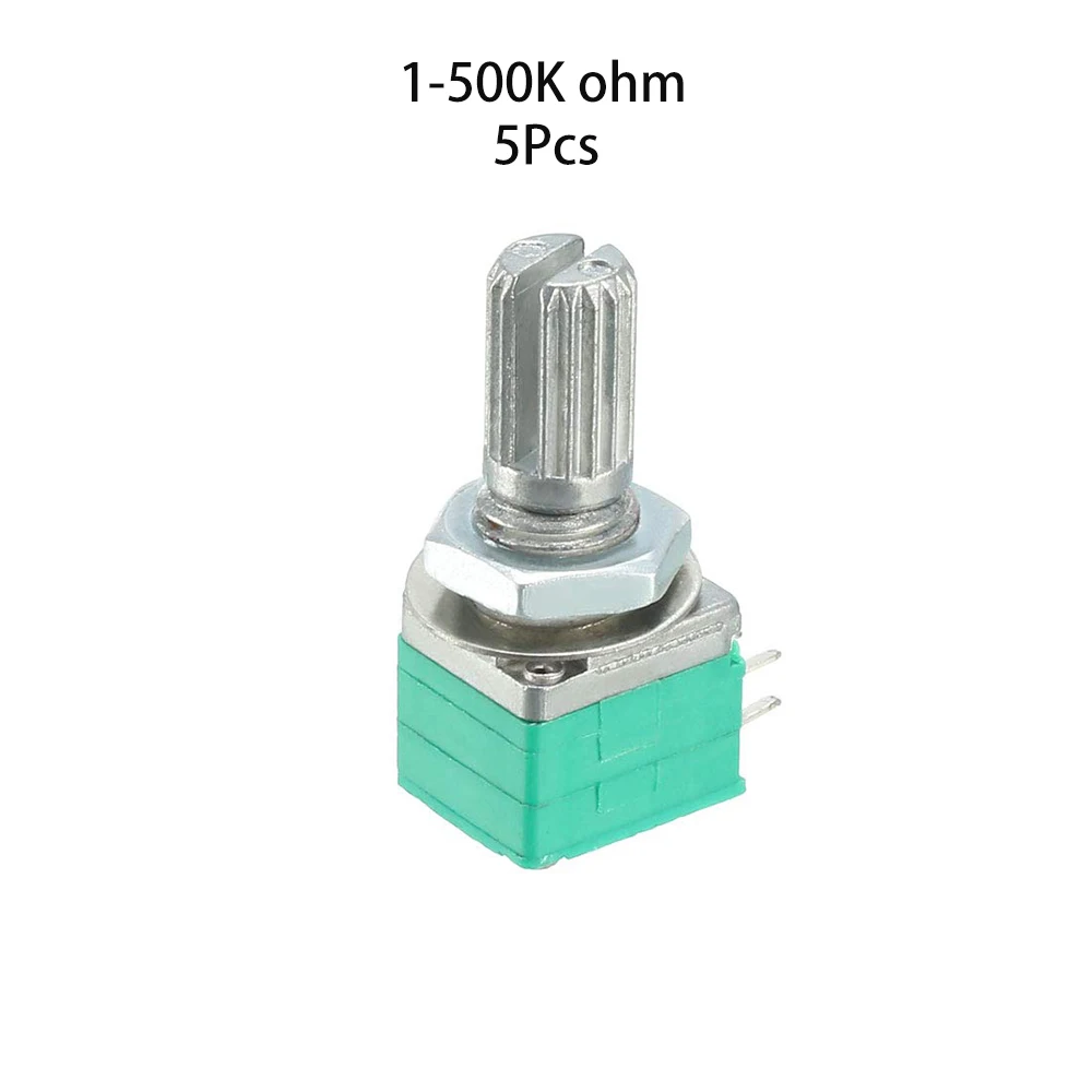 5PCS RK097NS Potentiometer 15mm 6Pin RK097 B1K 5K 10K 20K 50K 100K 500K  Audio Shaft Amplifier Sealing Potentiometers kit