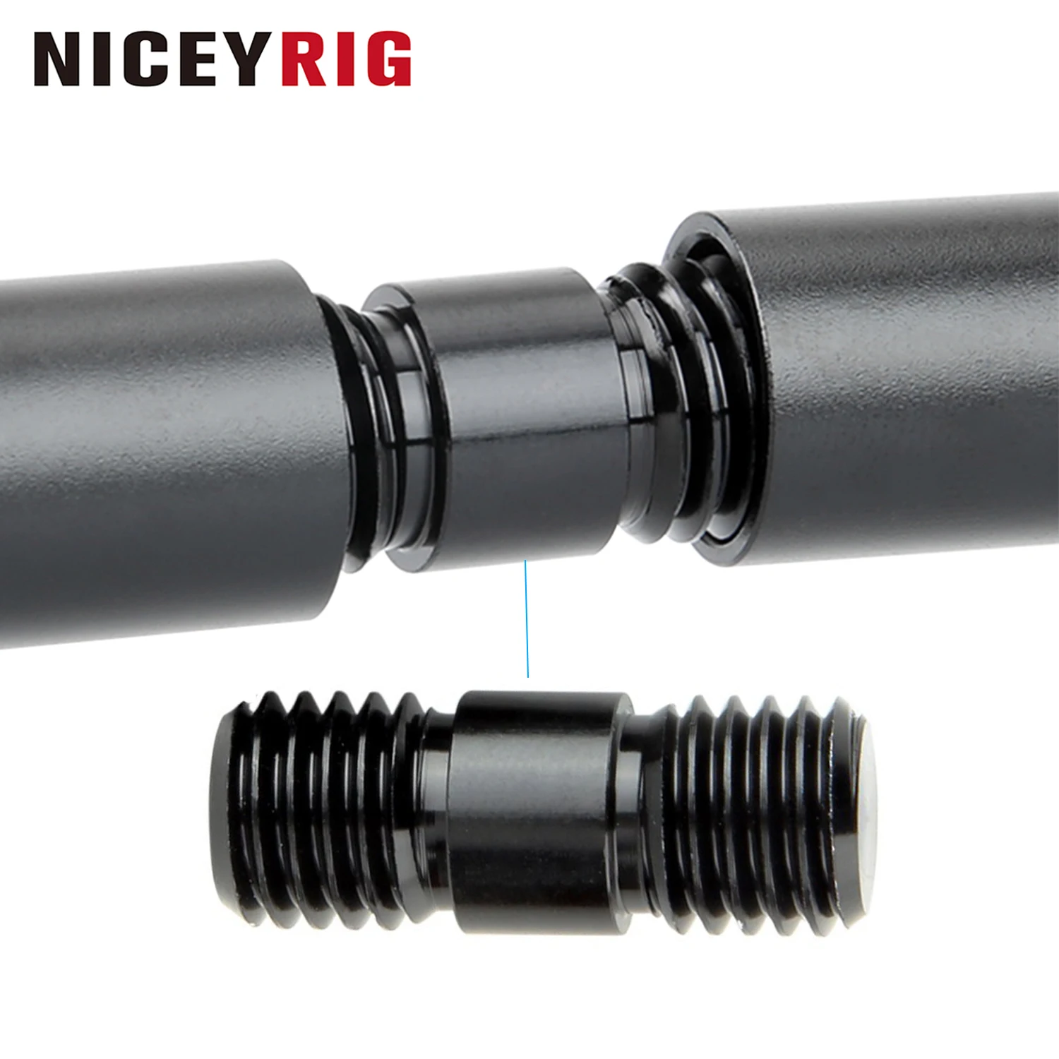 NICEYRIG 15mm Rod Connector Rod Extension Screw with M12 Thread for 15mm Aluminum Alloy Rodsd Rail System [Pack of 2]