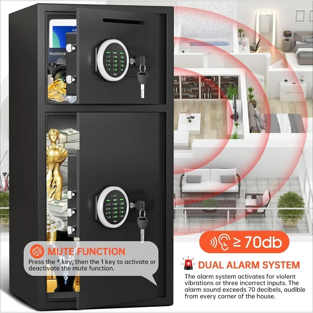 7.0 Cu ft Extra Large Home Safe Box Fireproof Waterproof, Digital Home Security Safe Box with Deposit Slot & Metal Storage Box