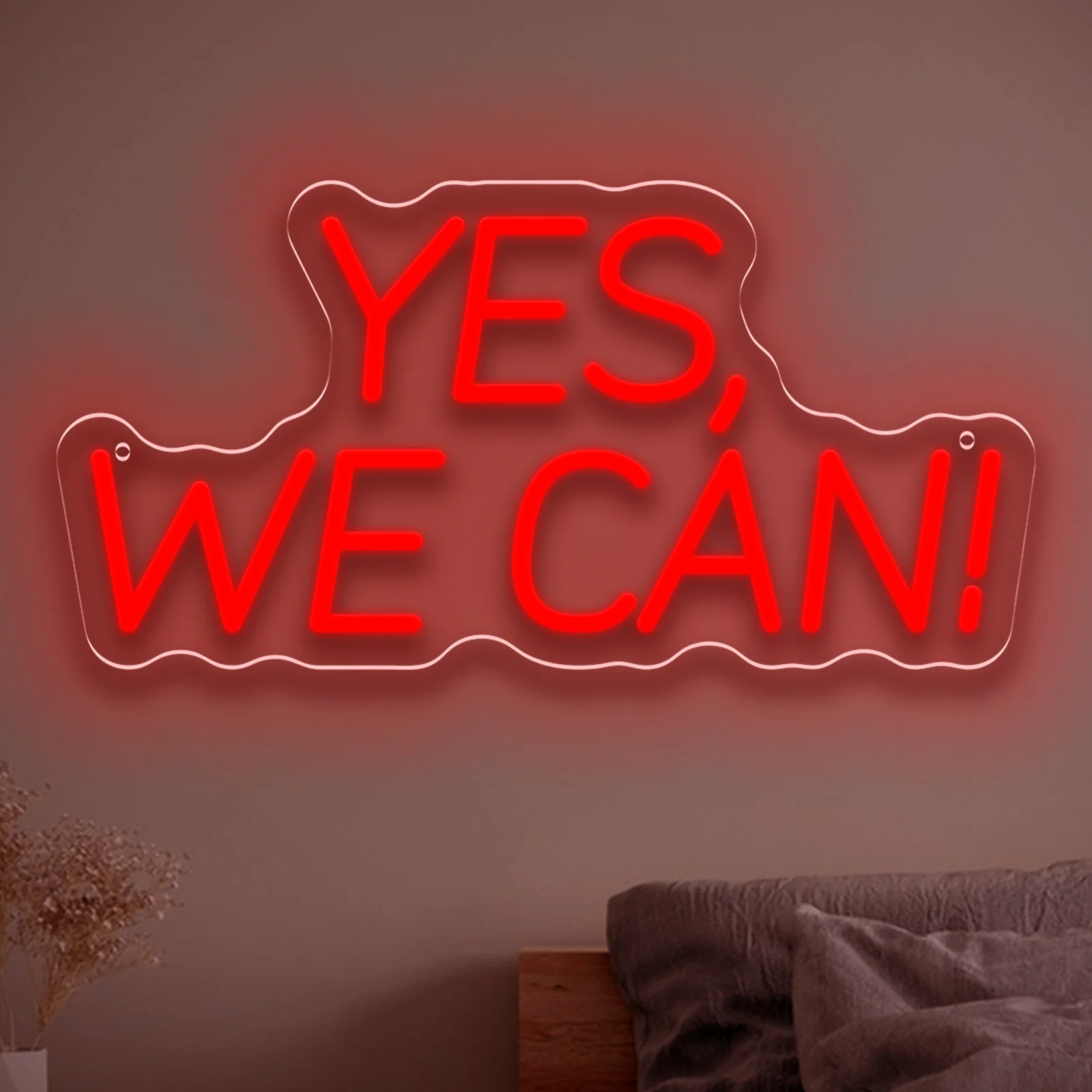 

Неоновая вывеска «Yes We Can» с USB-питанием, регулируемая светодиодная неоновая вывеска, настенный декор для спальни, игровой комнаты, гостиной, подарки на день рождения