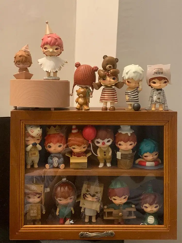 ヴィンテージ木製人形ディスプレイキャビネット 大型収納ボックス