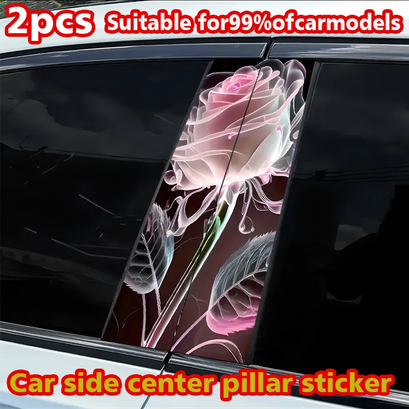 

2 шт. наклеек на B-стойку автомобиля, устойчивых к царапинам, персонализированных наклеек с розами.