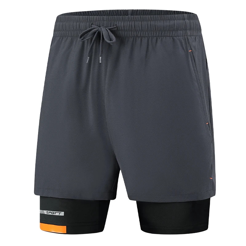 New For 2023 Summer Fake Two Piece Men\'S Beach Quick Dry Running Sports Board Black Shorts Casual Oversize 8XL 9XL Pants Trouers
