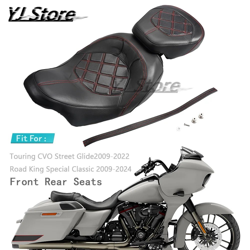 

Fit Harley Touring CVO Street Glide 09-22/Road King Special Classic 09-24 Motorcycle Low-Profile Two-Up Driver Passenger Seat