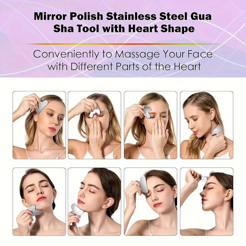 Edelstahl Gua Sha Schaber Massagegerät für Gesicht, Hals und Körper, Guasha Massage-Tool, Gesichtspflege, Guasha Board, Gesichtsmassagegerät