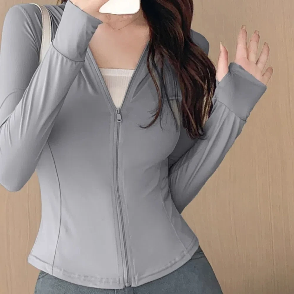 Anti UV Summer Sunscreen Hoodie Long Sleeve Solid Color Sun Protection Sweatshirt Shirt Thin Quick Dry Jacket Women Walking